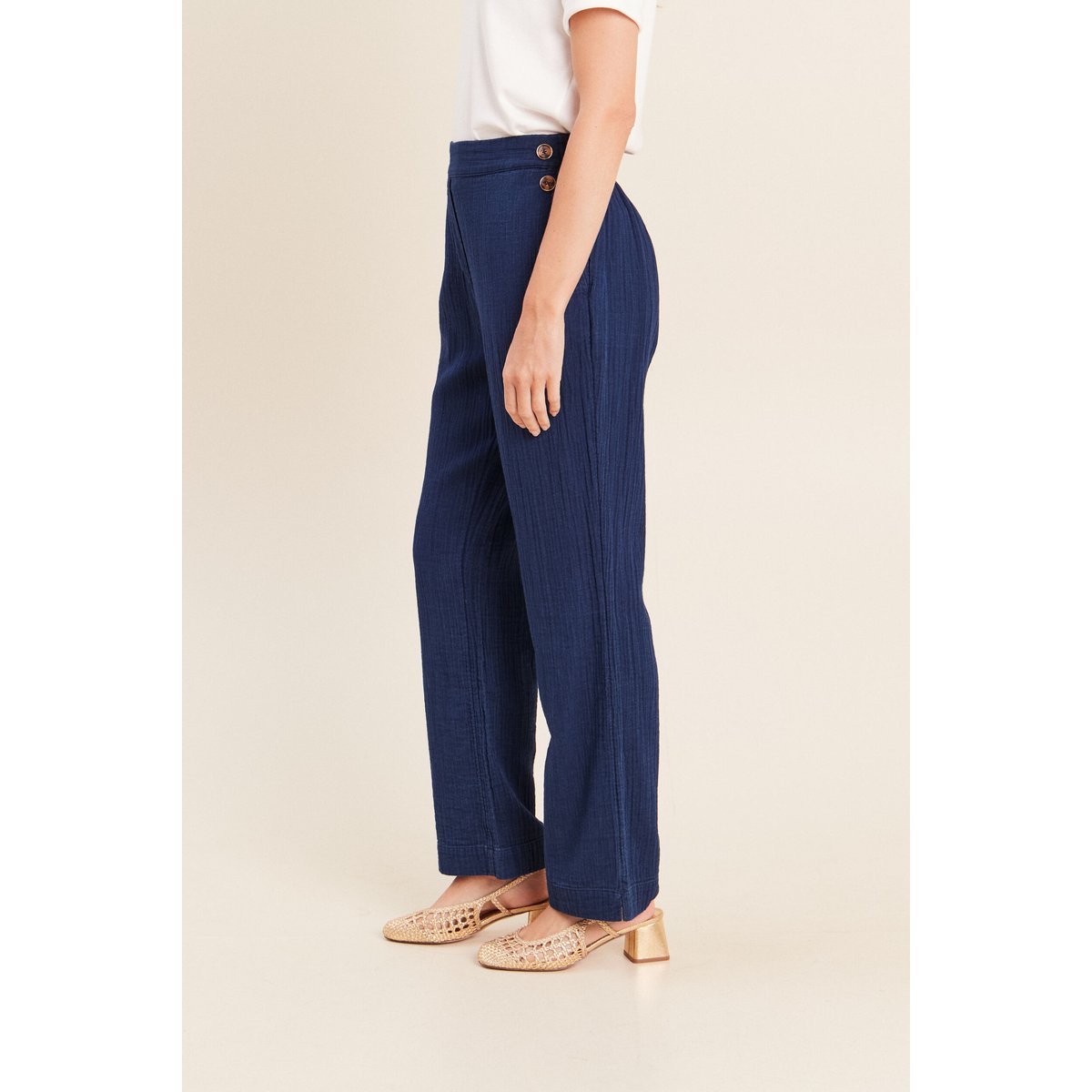 Pantalon large 7/8ème taille haute bleu roi, BREAL