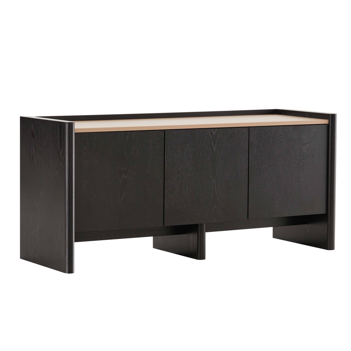 Meuble TV effet bois 120 cm style design épuré, GINA bois noir, OVIALA