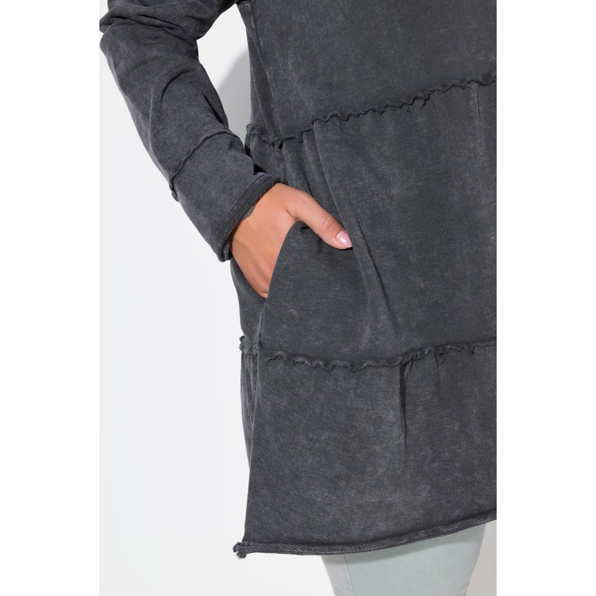 Longue veste à capuche au look vintage gris graphite, ULLA POPKEN