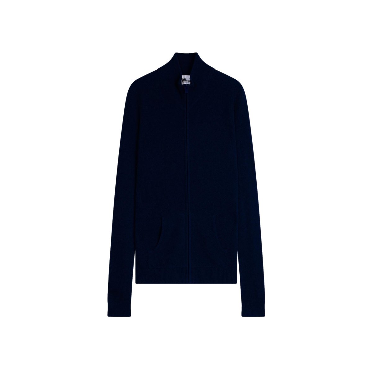 Gilet Zippé Col Montant Navy Ayr bleu foncé, JUST CASHMERE