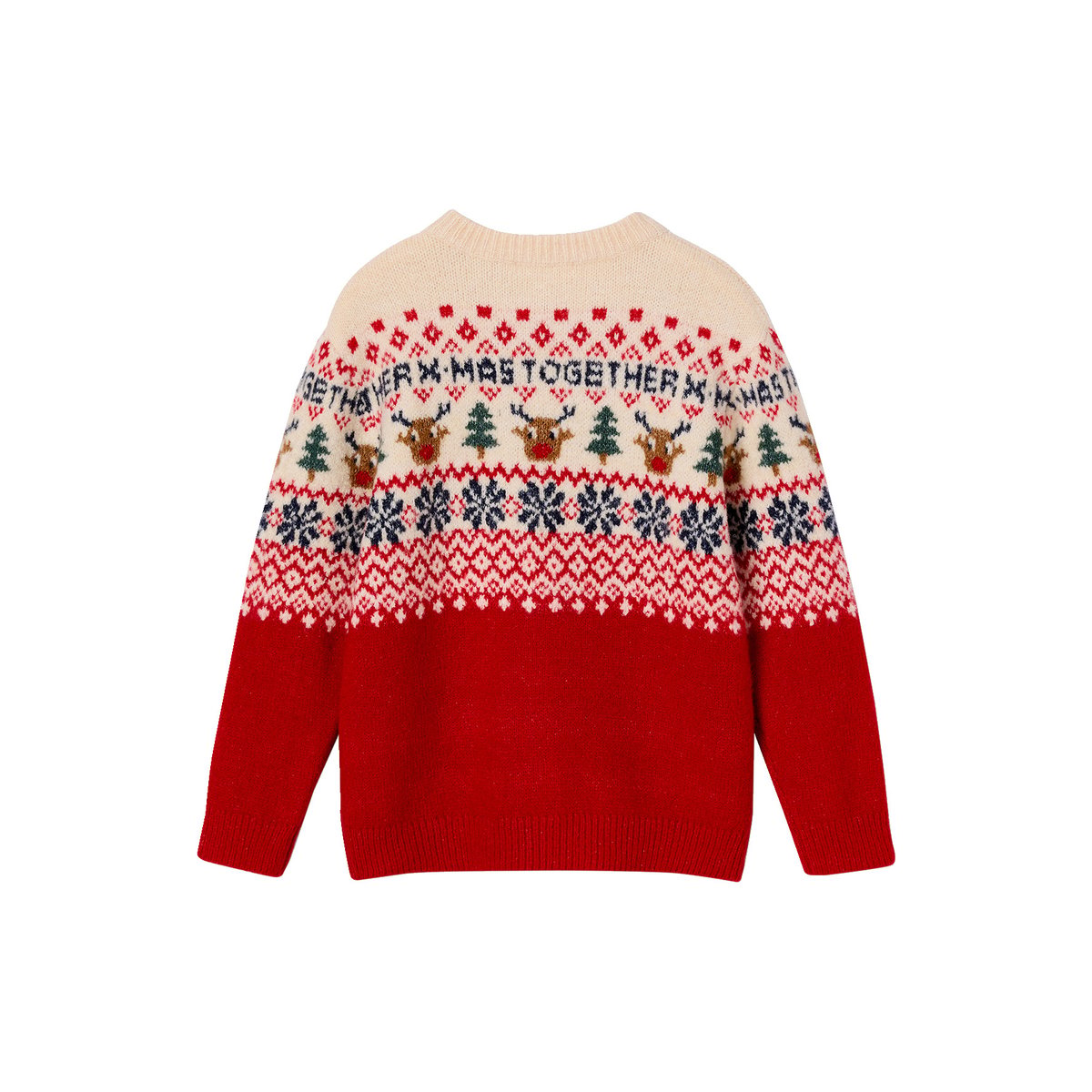 Pull de Noël manches longues Capsule Famille rouge, VERTBAUDET