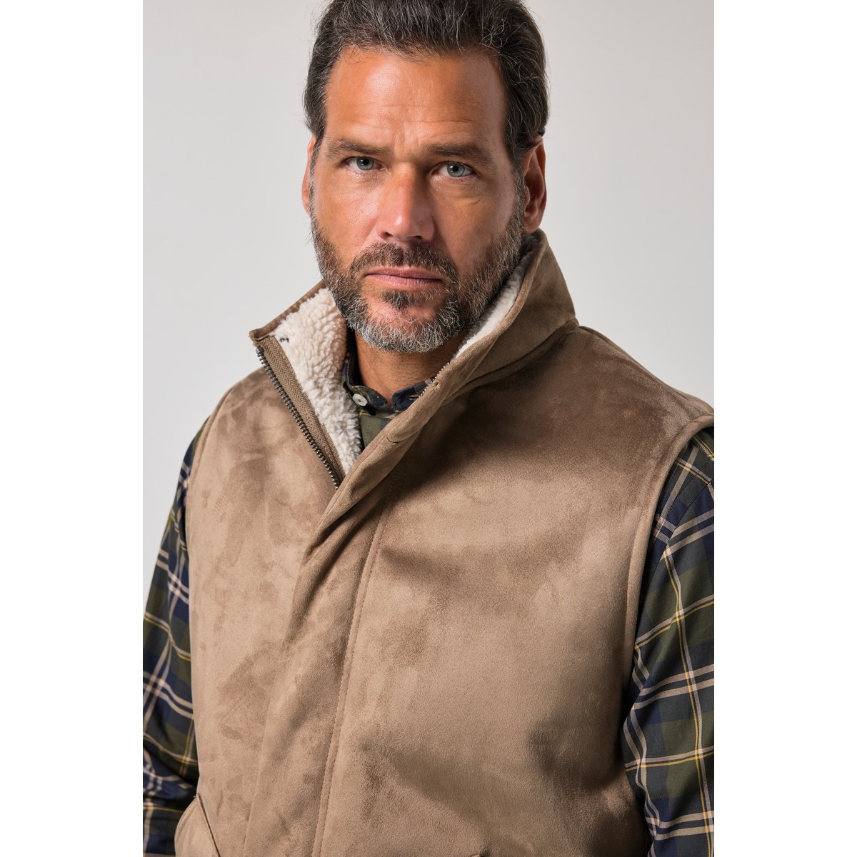 gilet, velours, doublure en polaire beige, JP1880