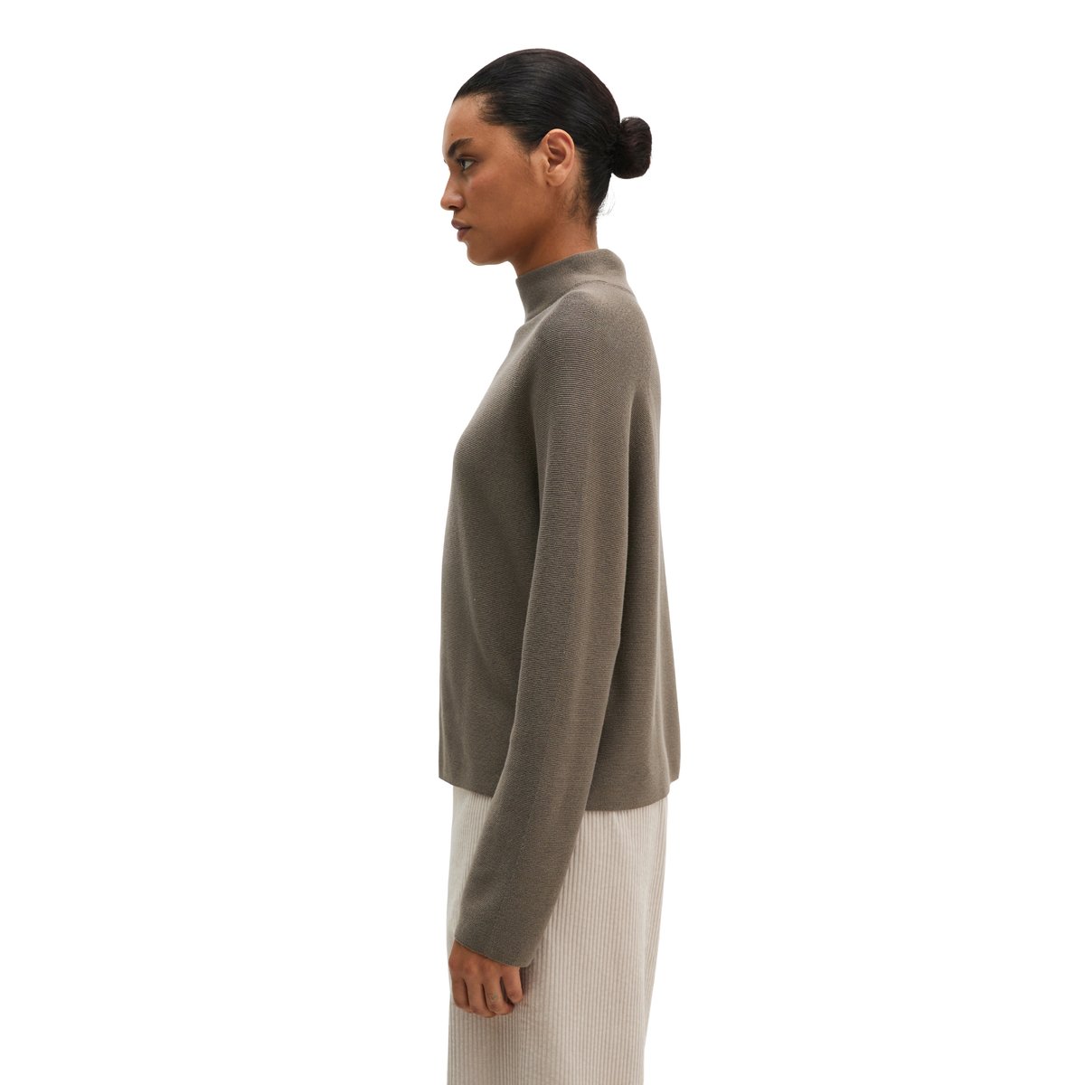 Pull-over seamless relaxed en coton bio doux marron, MARC O'POLO