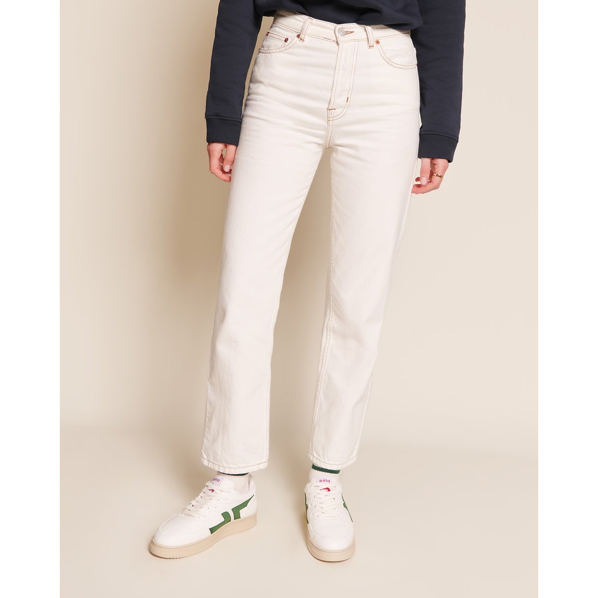 Jean droit taille haute, DENIM QUI VOUS AIME blanc - ecru, EMOI EMOI