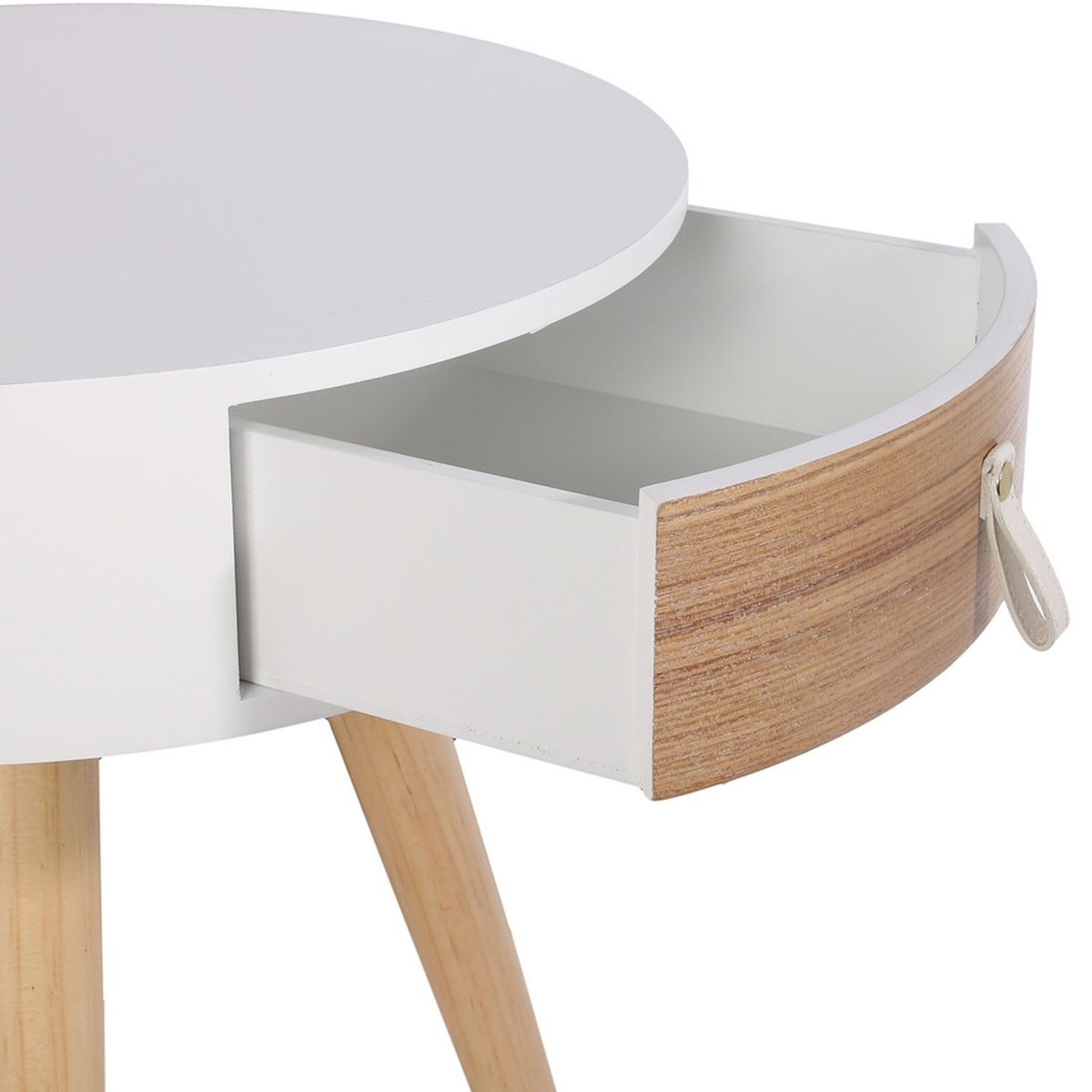 Lot de 2 tables de chevet 1 tiroir design scandinave NORA blanc, TOILINUX