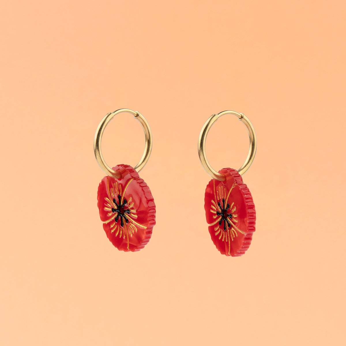 Boucles d'oreilles COQUELICOT rouge orangé, COUCOU SUZETTE