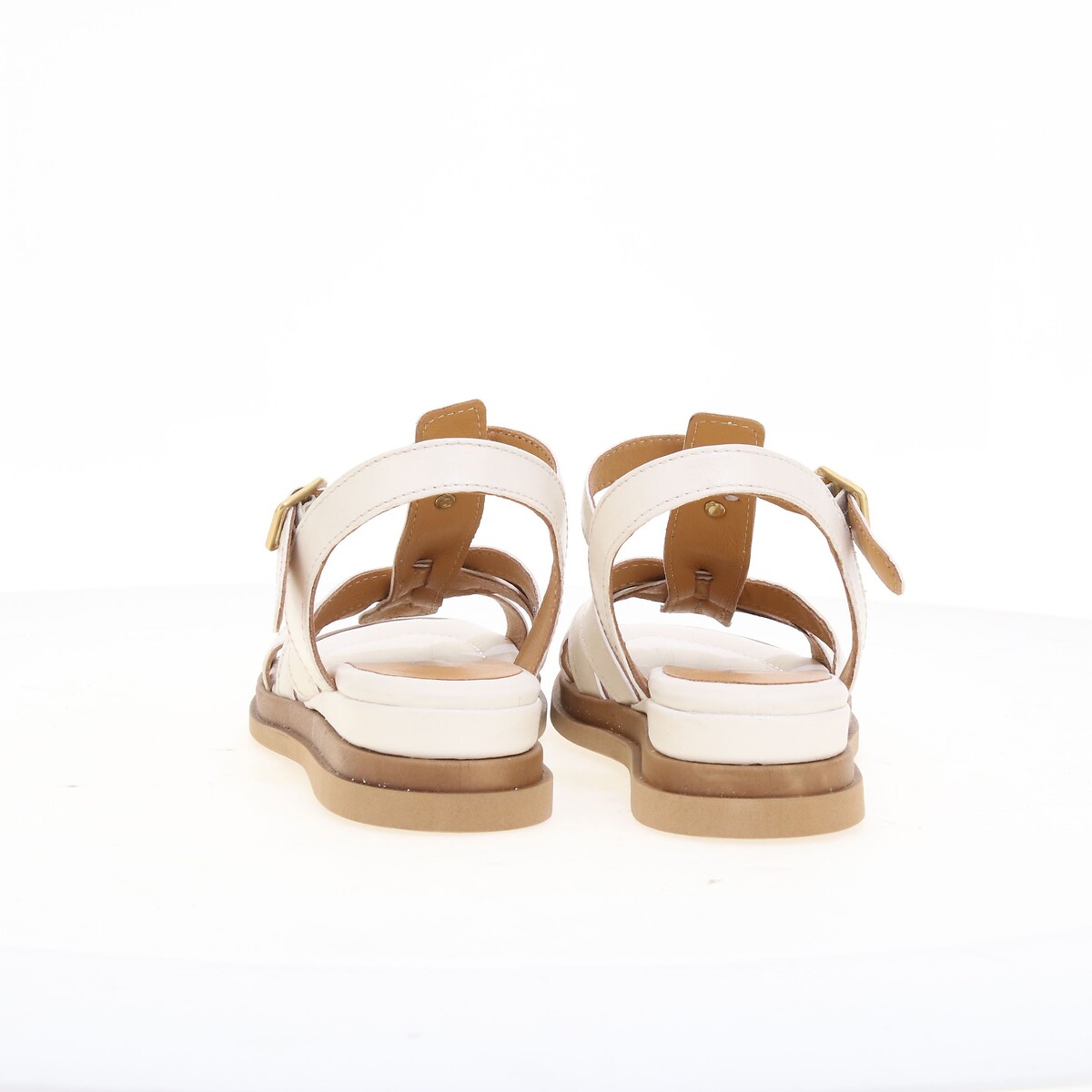 Leather Wedge Sandals ecru , MJUS