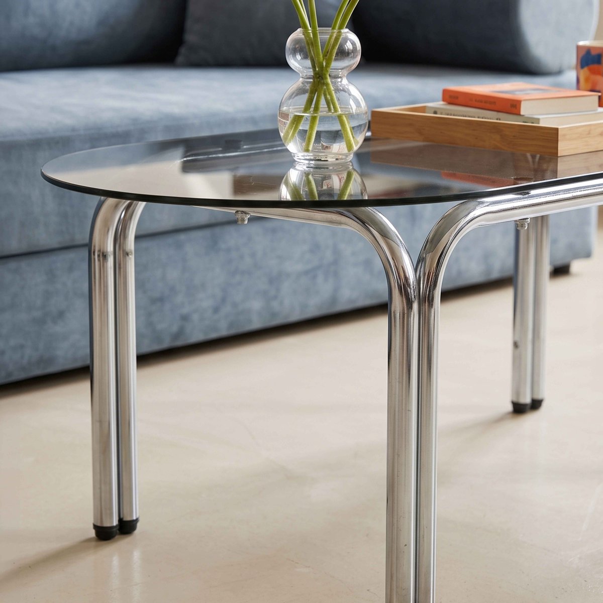 Table basse en verre trempé ovale 110x55 cm, LEWIS noir, OVIALA