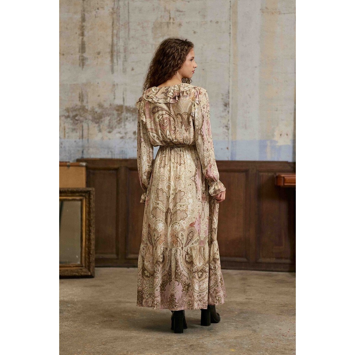 Maxi-jurk met paisleyprint en ruches, REG bedrukt, LA PETITE ETOILE