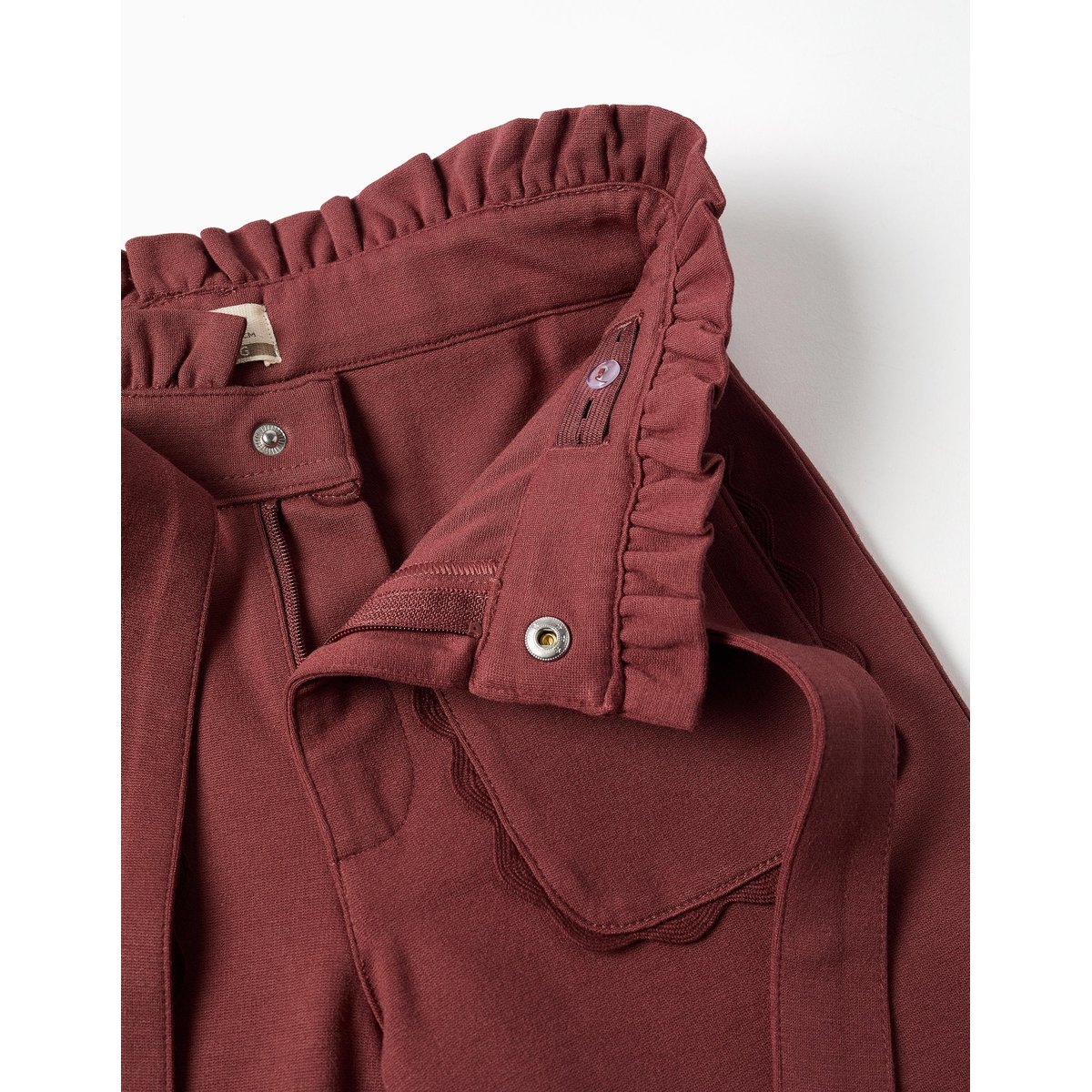 Pantalon à jambe large en maille milano avec ceinture marrón, ZIPPY