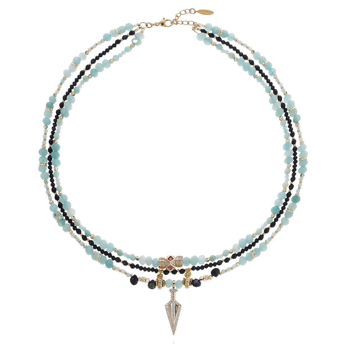 Collier multirangs perles et pendentif TAHONI jade, HIPANEMA