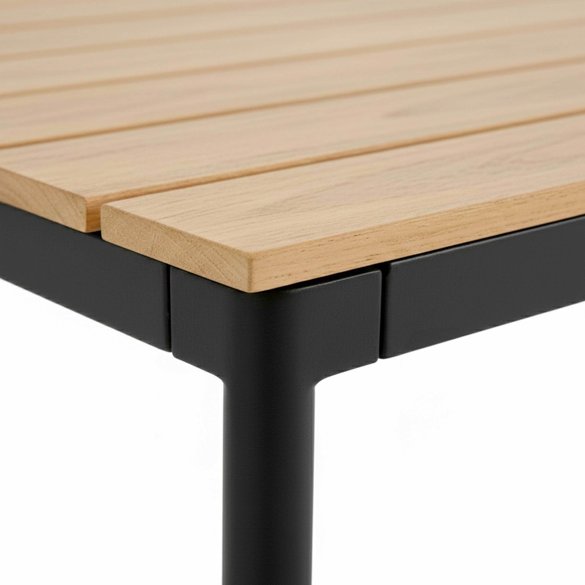 Table de jardin effet bois en métal et bois synthétique 8 personnes 180x90 cm, BOGOTA gris anthracite, OVIALA