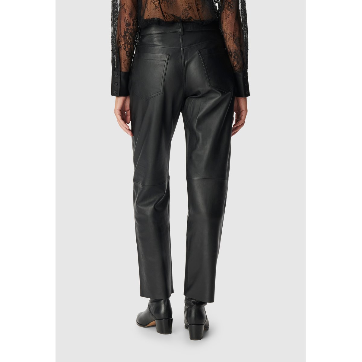 Pantalon en cuir droit JANIS noir, IKKS