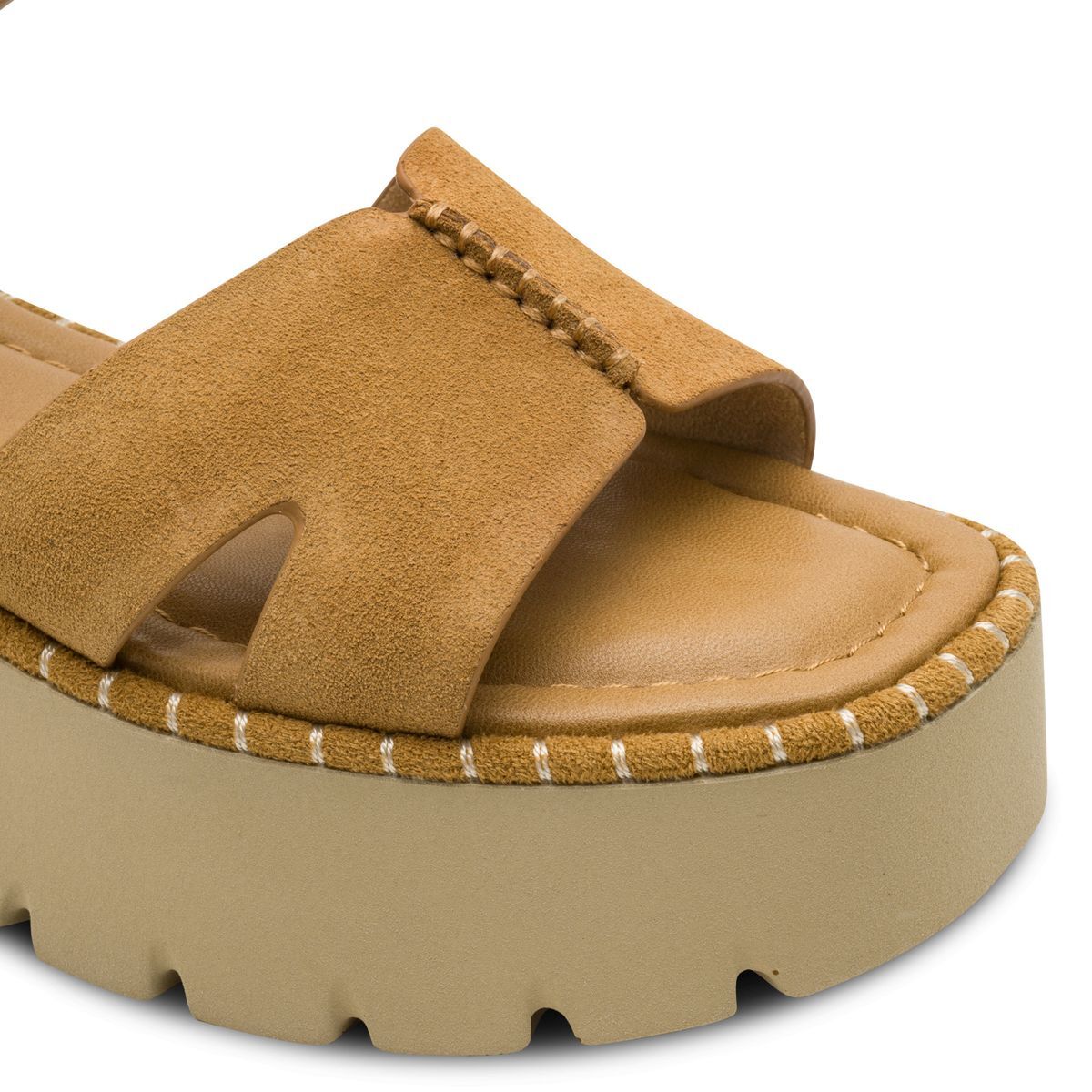 Sandale à talon en cuir marron camel, TAMARIS