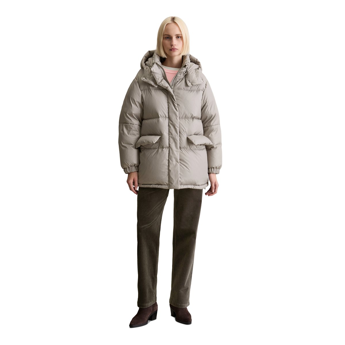 Veste bouffante en duvet oversize en polyester ripstop recyclé gris, MARC O’POLO DENIM