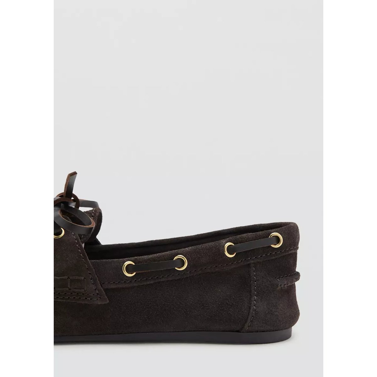 Chaussures bateau cuir à lacets chocolat, MANGO