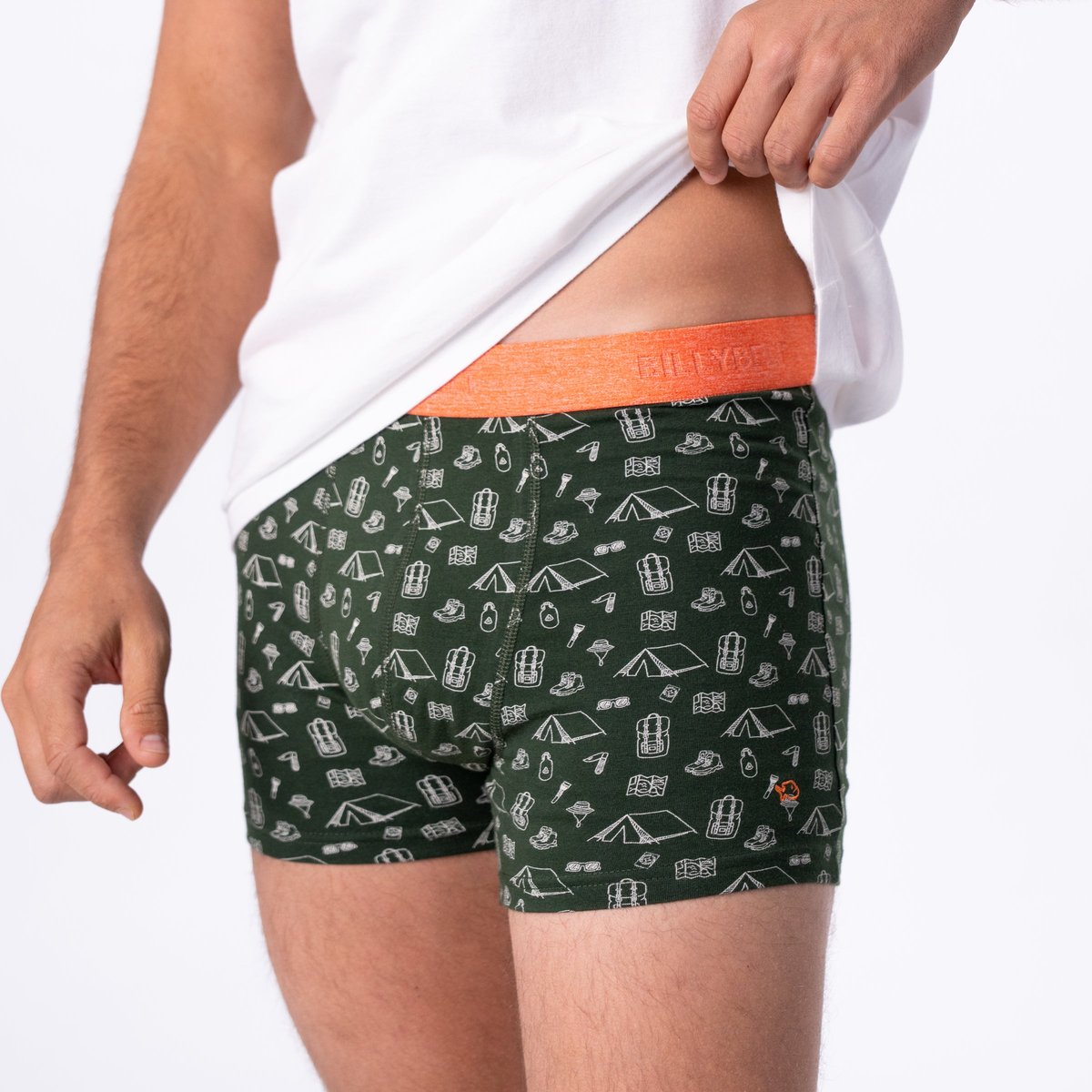 Boxer en coton biologique FANTAISIE vert, BILLYBELT