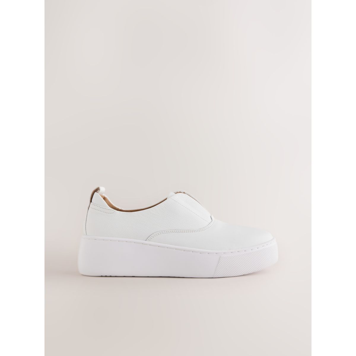 Baskets compensées en cuir à plateforme blanc, NEXT