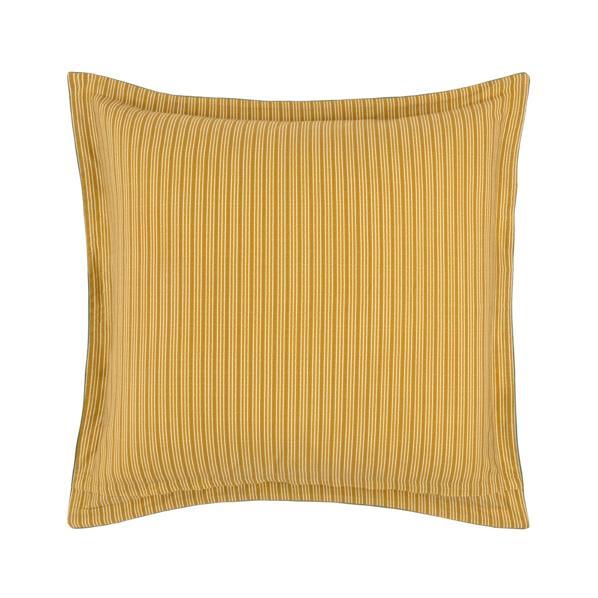 Taie d'oreiller en satin de coton lavé jaune, GIRANDOLE a motif, DESFORGES