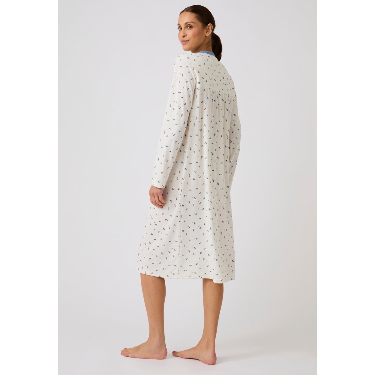 Chemise de nuit Thermolactyl chauffe-épaules blanc fleuri, DAMART