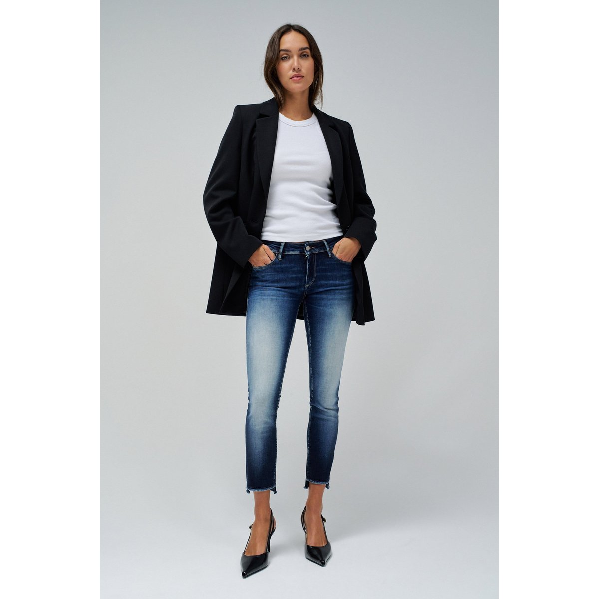 JEAN WONDER PUSH UP CROPPED SKINNY bleu foncé, SALSA JEANS