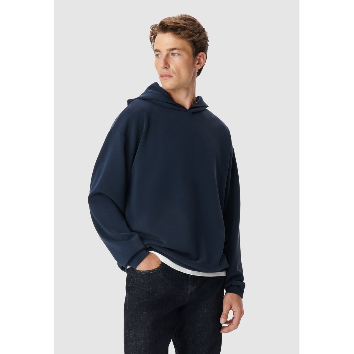 Sweat à capuche molleton bleu marine, IKKS