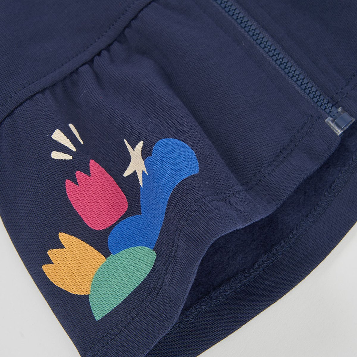 Veste molleton fille imprimé fleurs bleu, BOBOLI