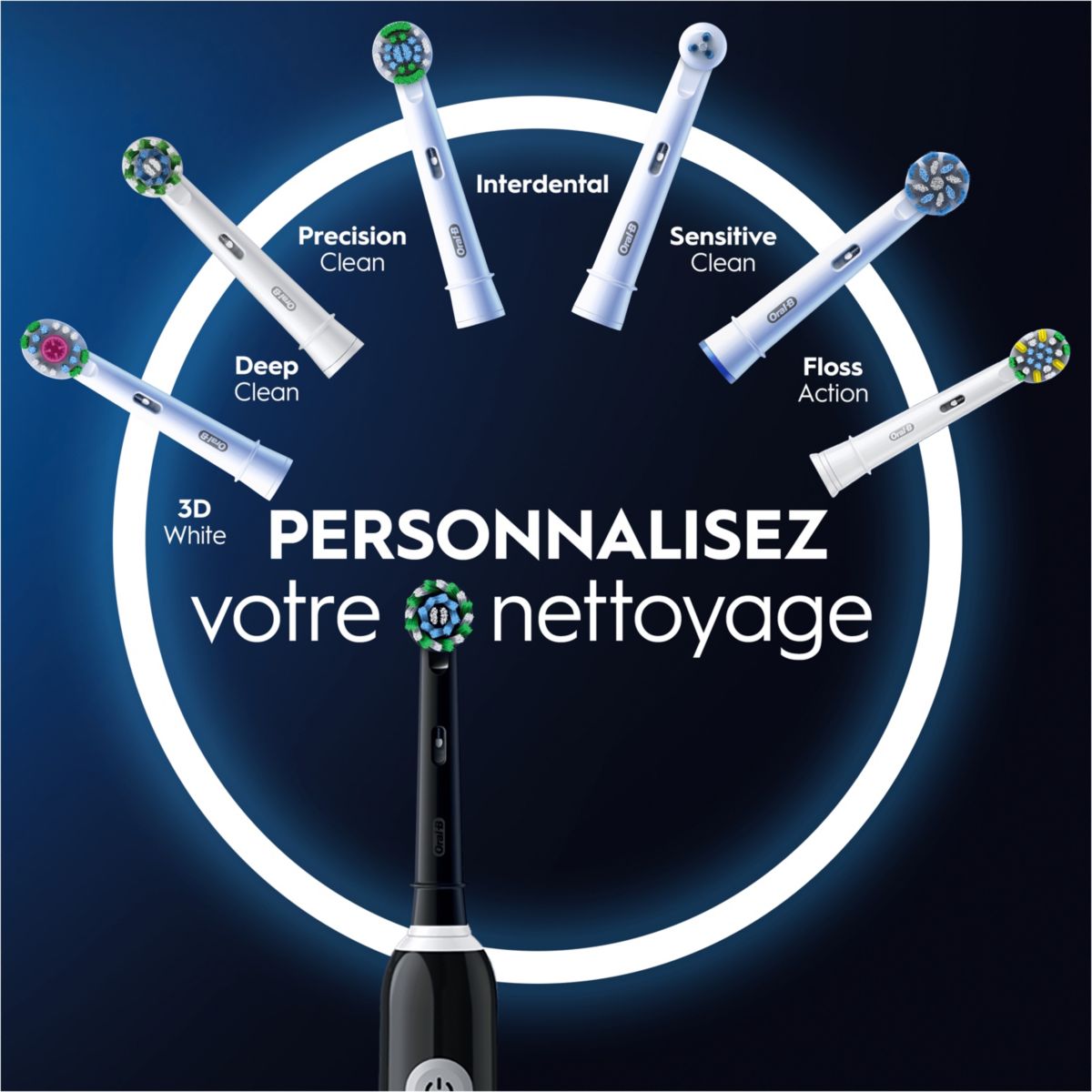 Brosse à dents électrique Pro 1 Noire Cross Action + 1 bros couleur unique, ORAL B