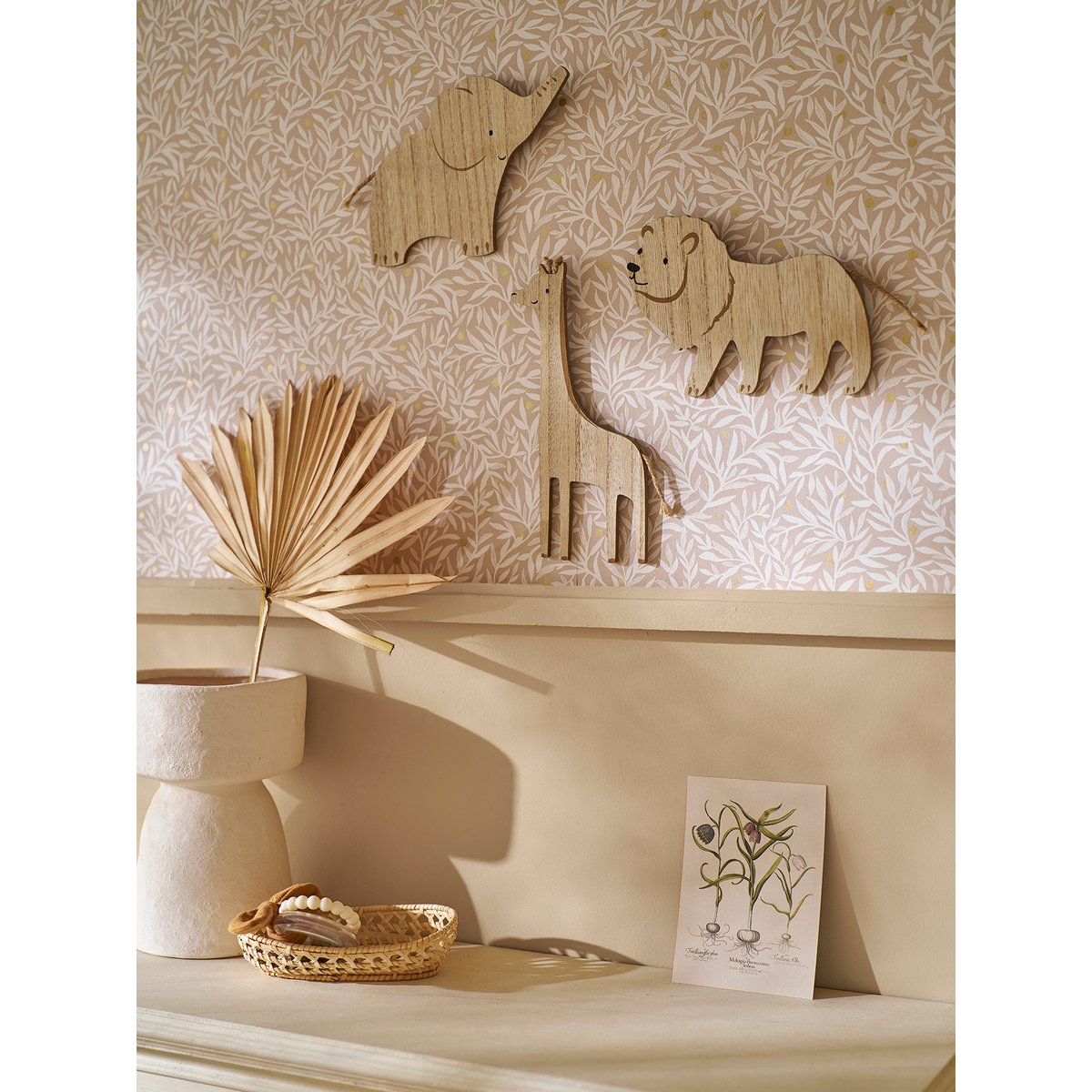 Lot de 3 décorations murales Animaux de la jungle beige, VERTBAUDET