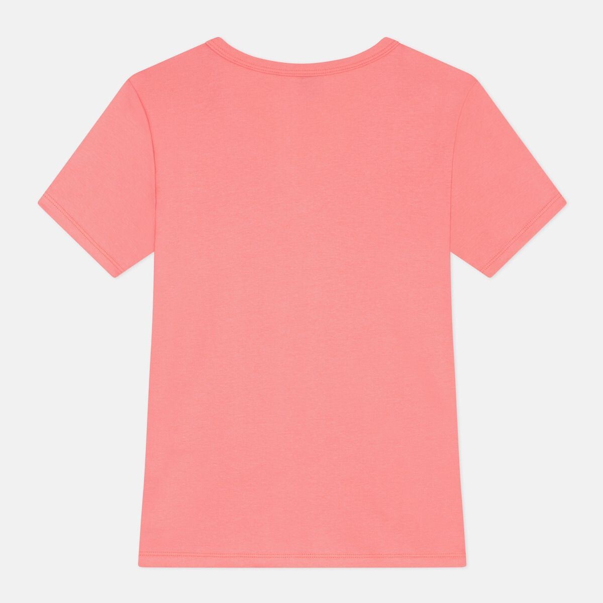 T-shirt scollo a v maniche corte rosa corallo, PETIT BATEAU