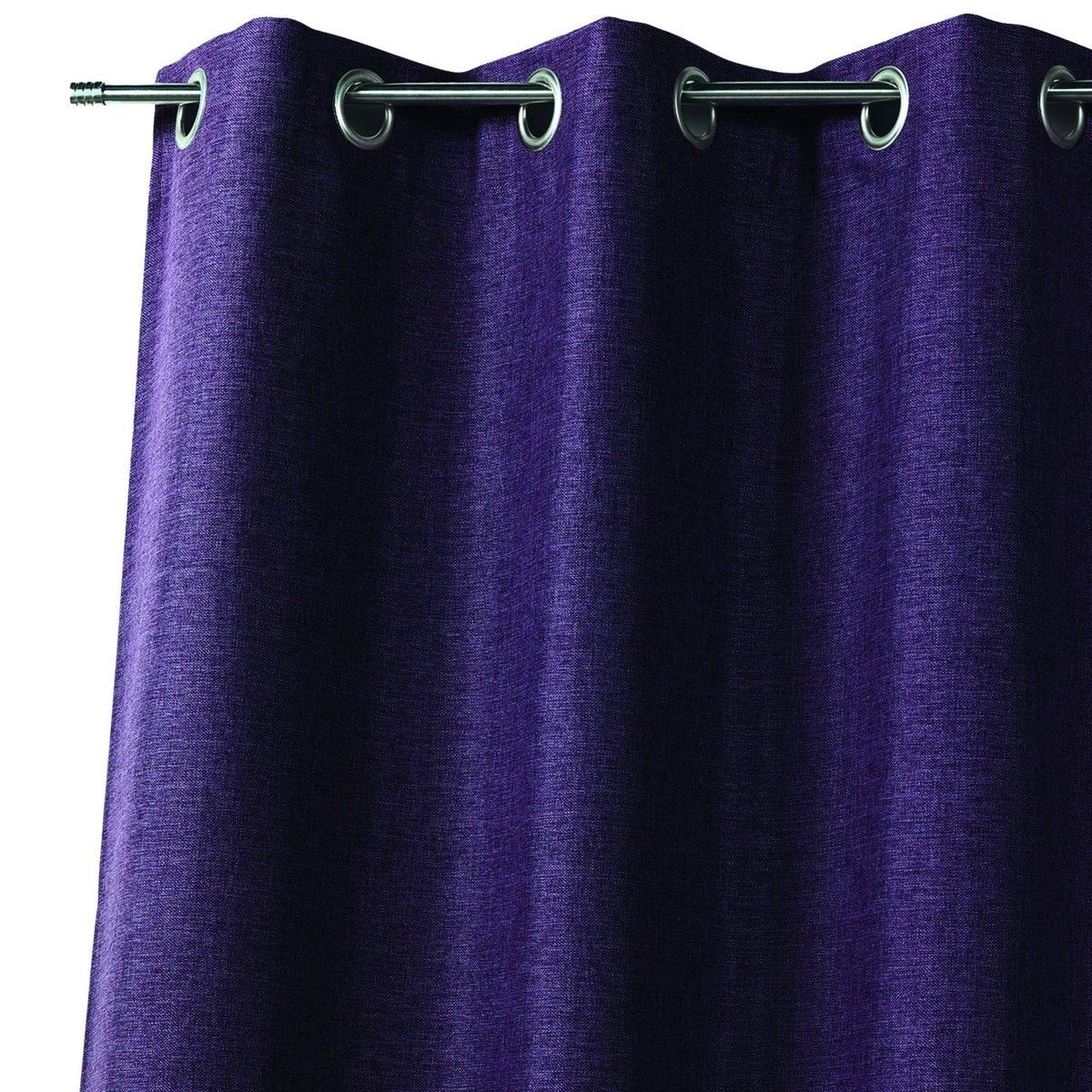 Rideau uni en toile aspect naturel prune, HOME MAISON