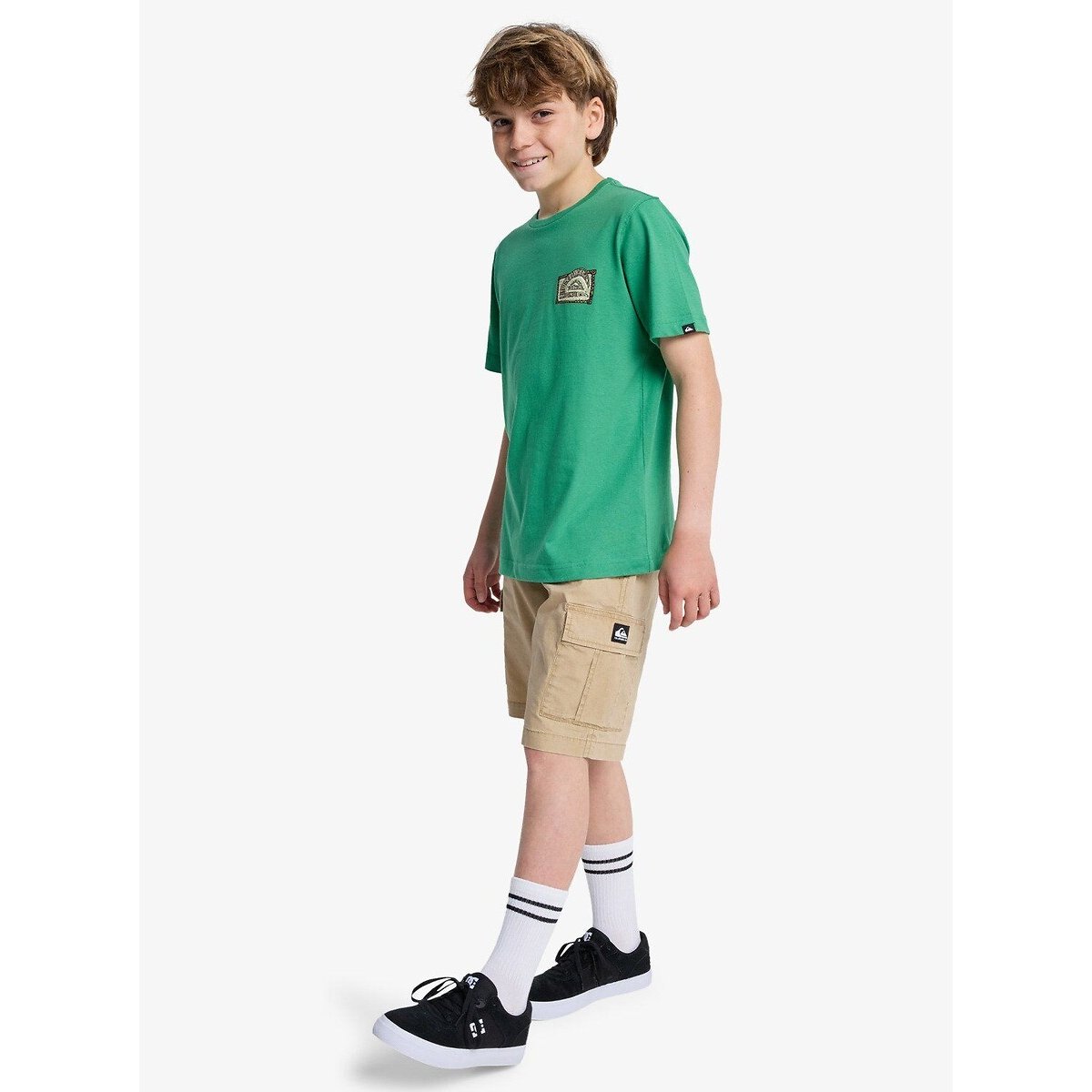 T-shirt manches courtes, imprimé devant et dos vert, QUIKSILVER