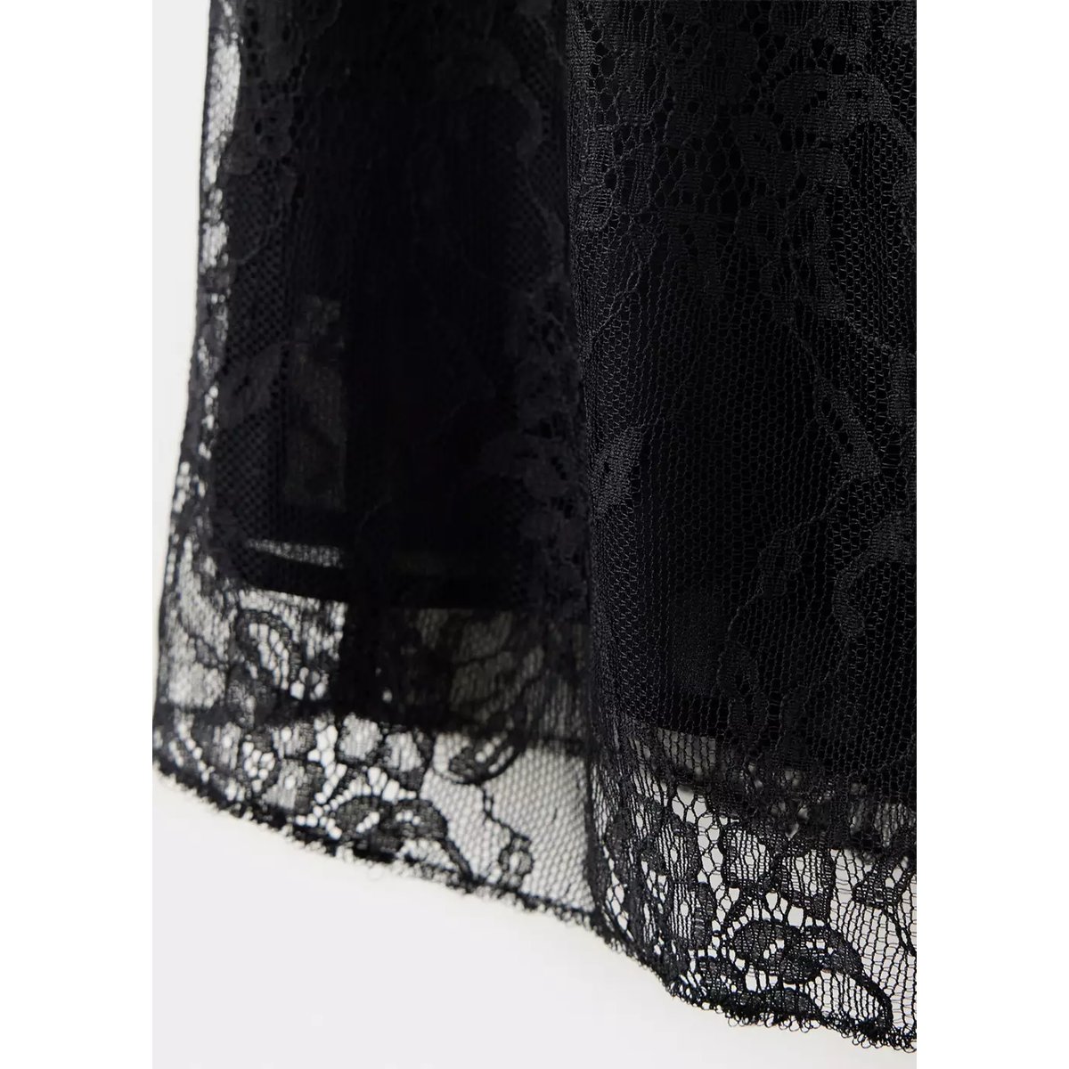 Top à col halter avec volants en dentelle noir, MANGO
