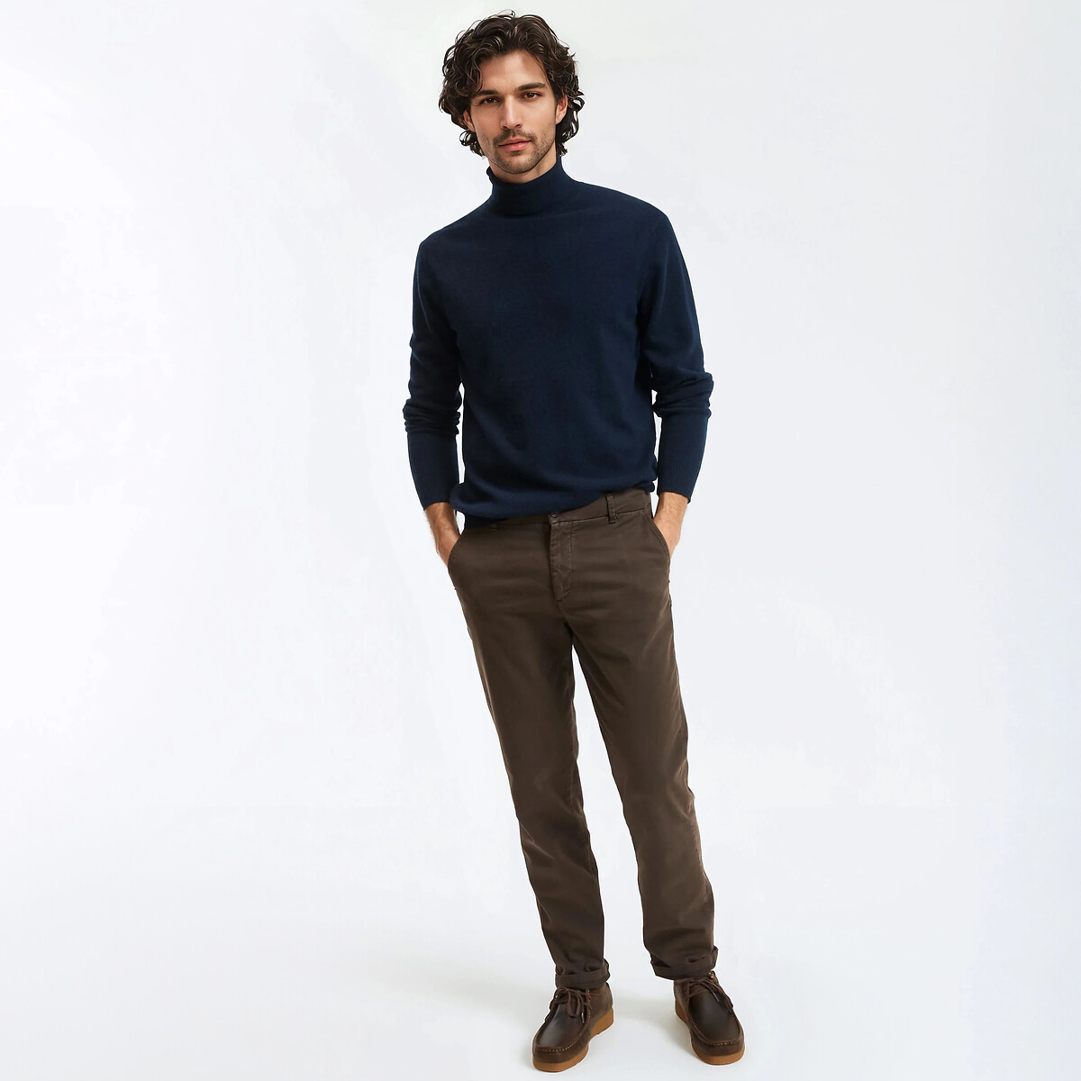 Pantalon chino Regular, signature FRANÇOIS chocolat, LA REDOUTE COLLECTIONS