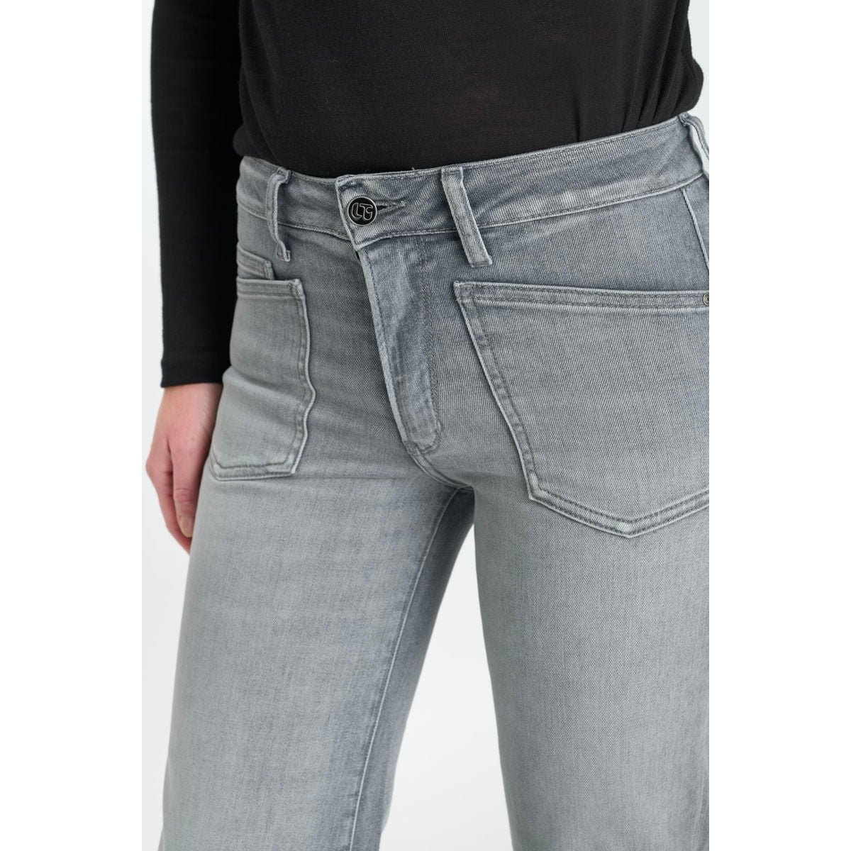 Jeans flare PULP high flare, longueur 34 grey, LE TEMPS DES CERISES