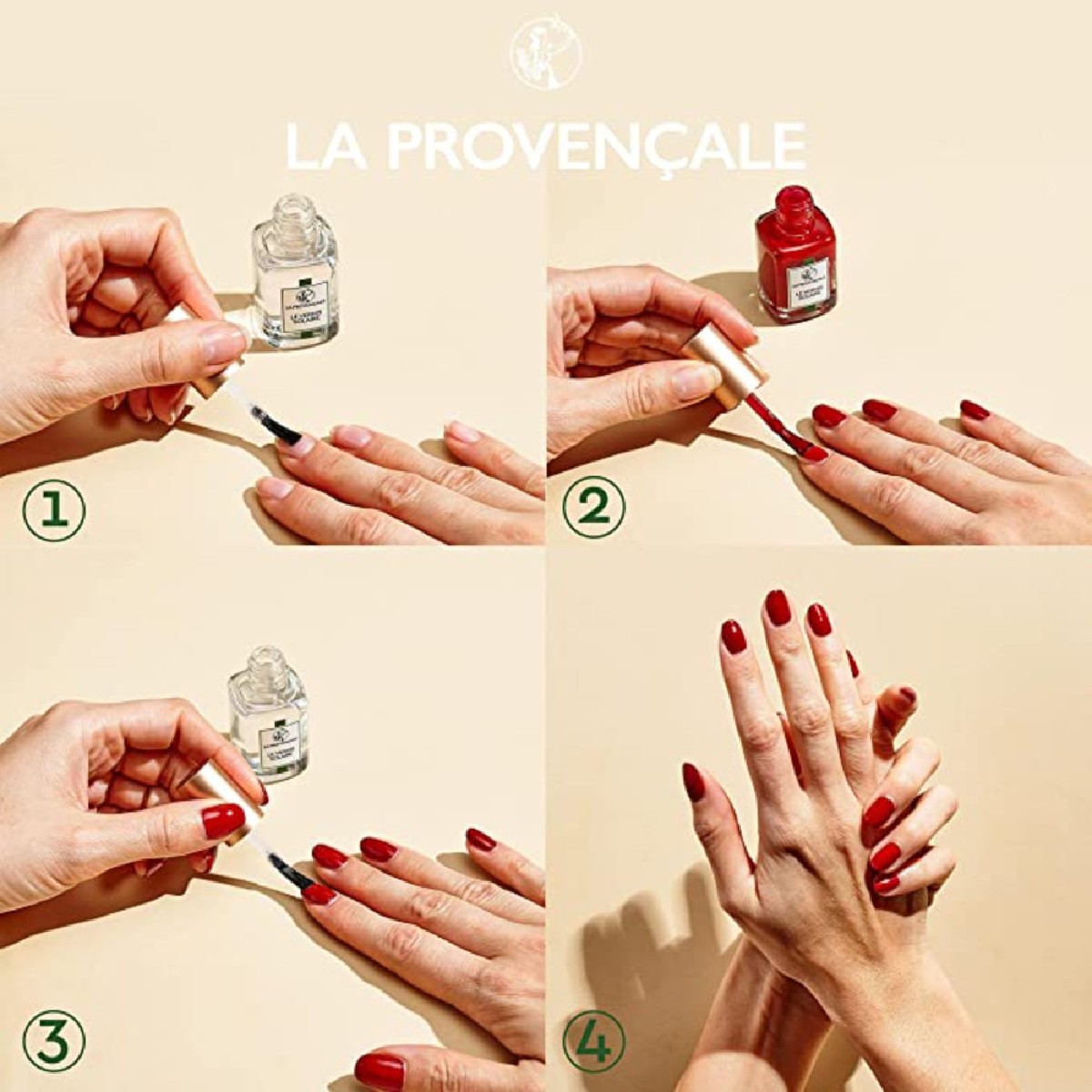 Le Rituel Vernis Solaire rouge ramatuelle, rose orgeat, base & fixateur de vernis, LA PROVENÇALE