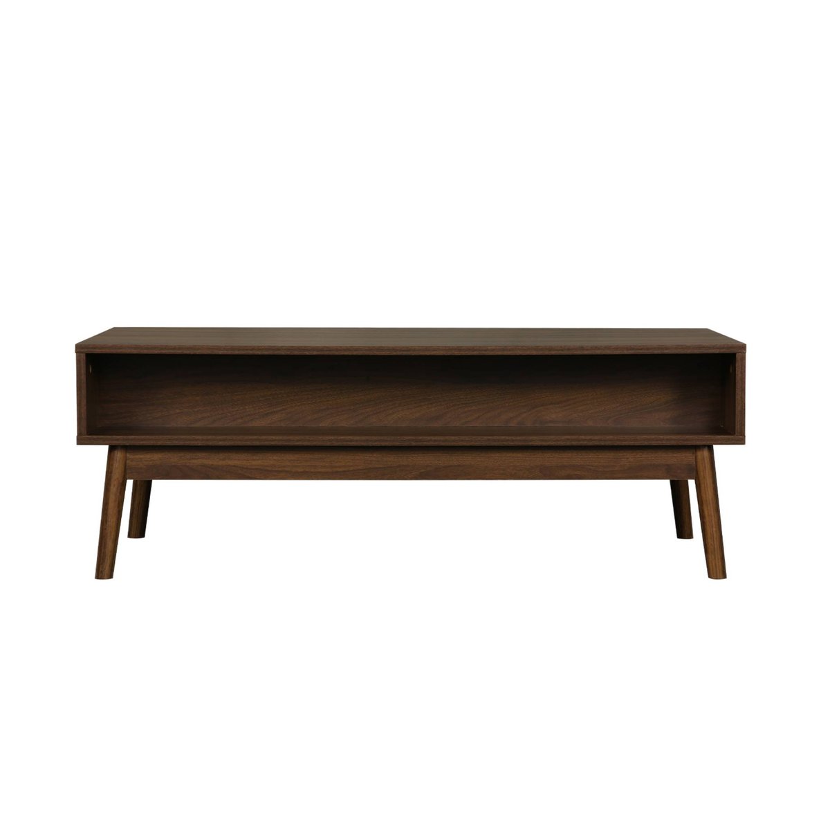 Table basse scandinave rectangulaire décor bois rainuré 1 tiroir LINEAR bois foncé, SWEEEK
