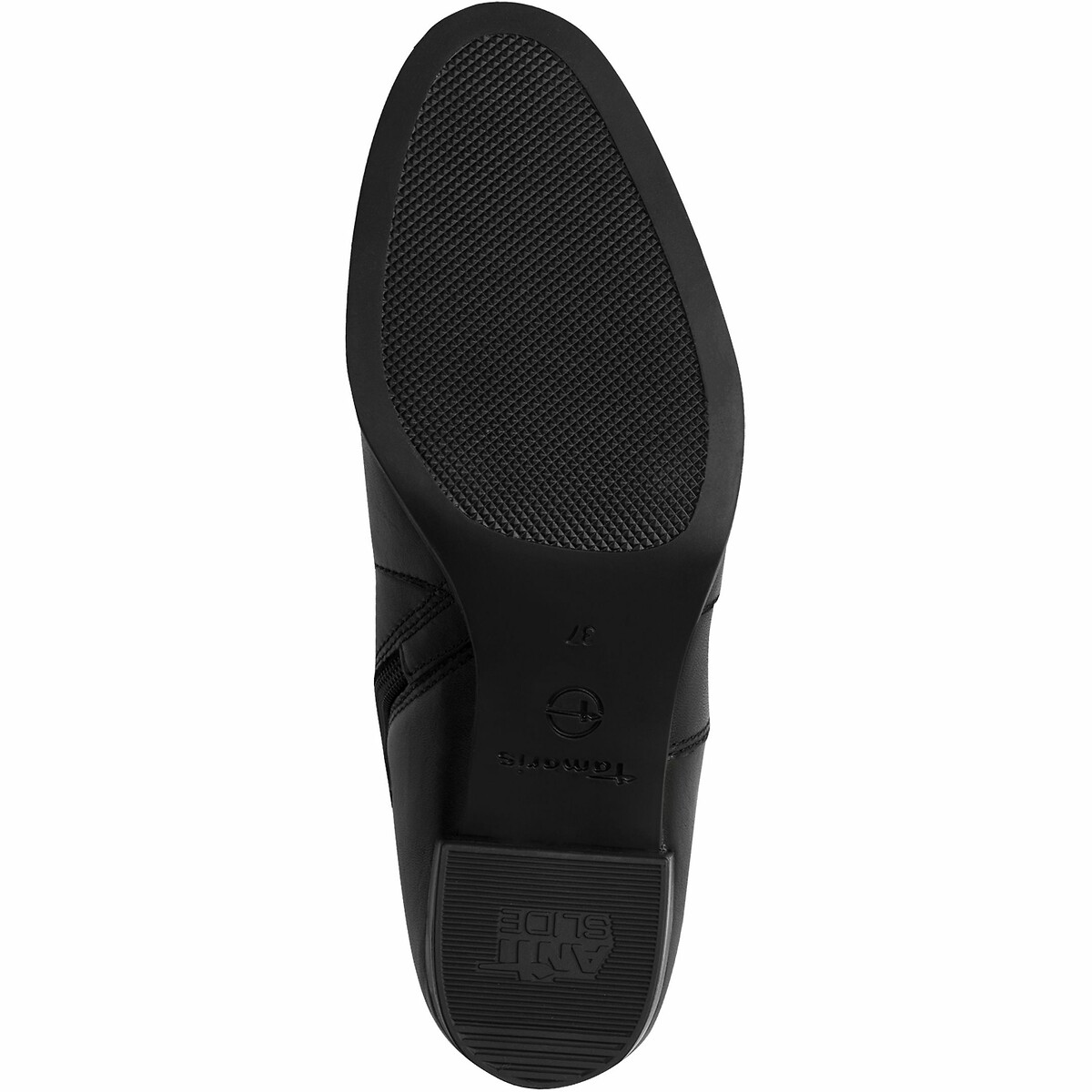 Bottines à talon en cuir noir, TAMARIS
