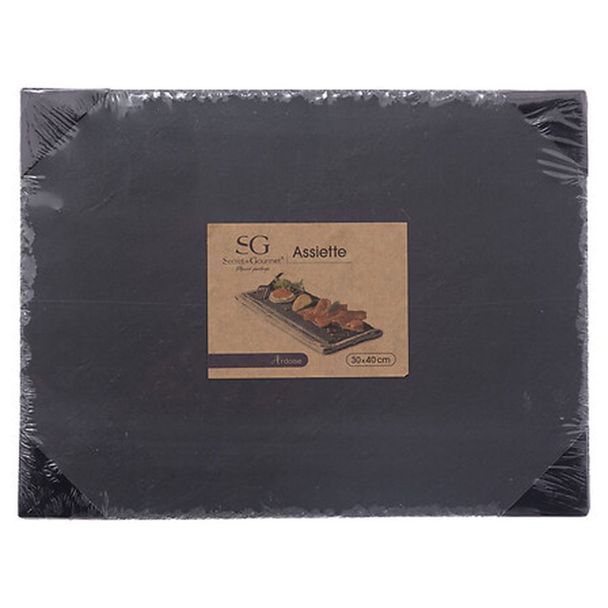 Lot de 2 assiettes de présentation en ardoise gris foncé, TOILINUX