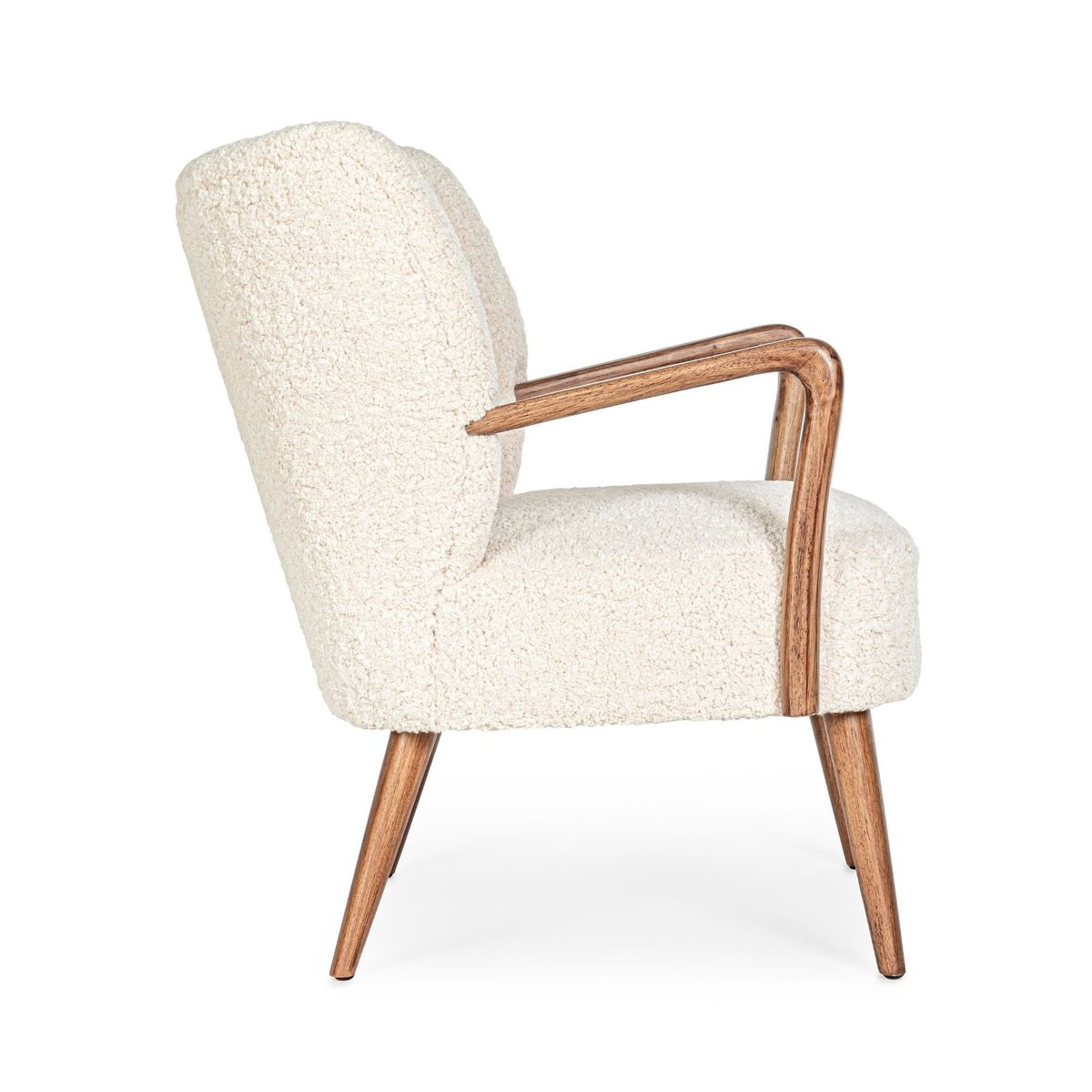 Fauteuil crapaud à accoudoirs en tissu peluche - JIM blanc, HELLIN, DEPUIS 1862