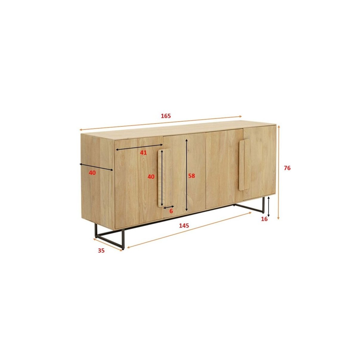 Buffet 4 portes en manguier, MULINO bois, KARE DESIGN