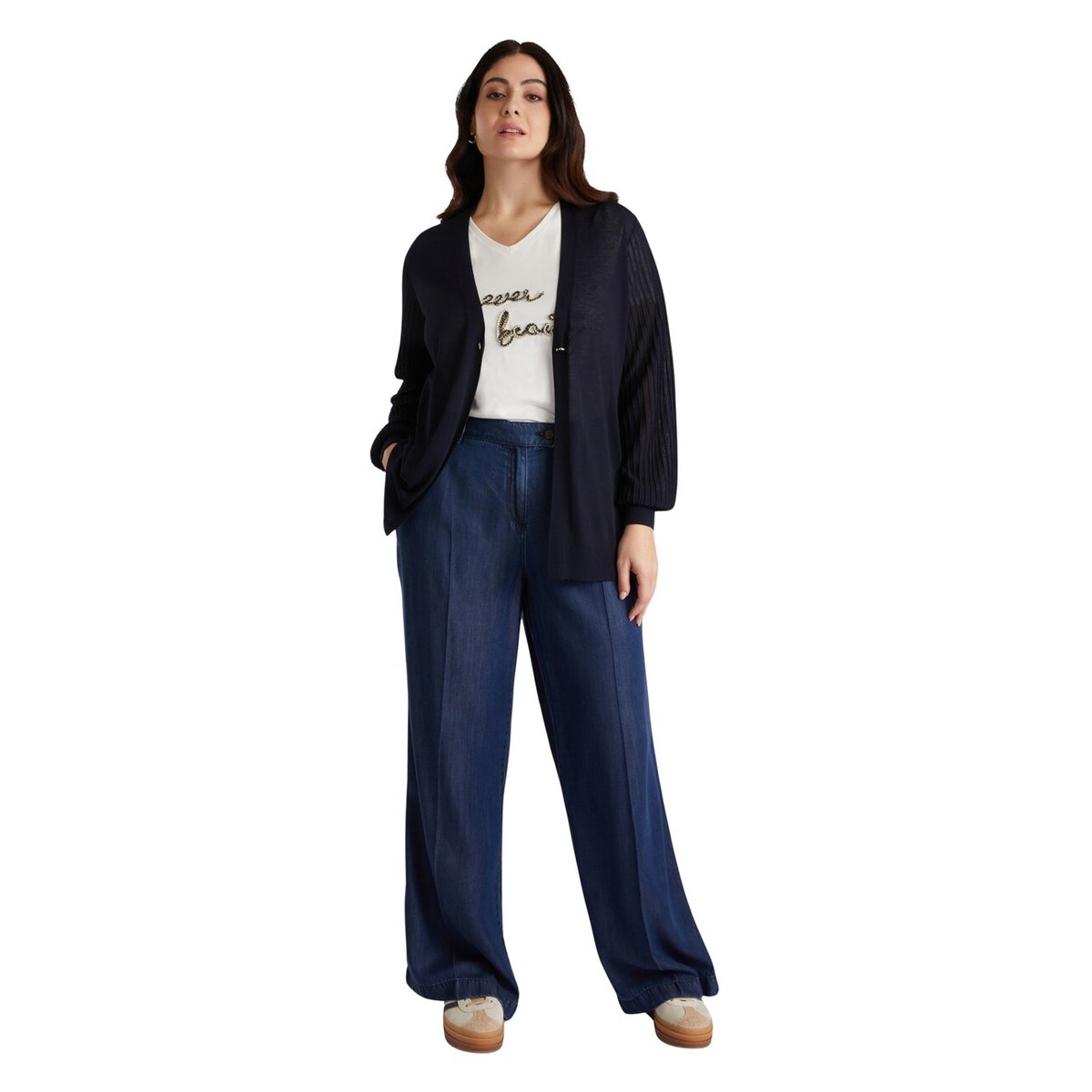 Pantalon large avec fibres TENCEL™ bleu, FIORELLA RUBINO