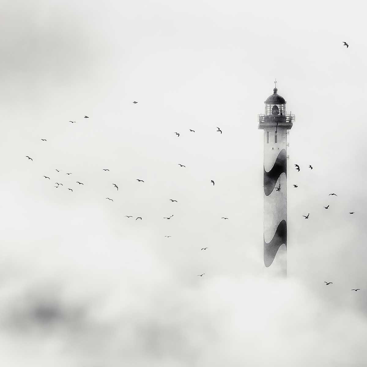 Tableau phare dans le brouillard tableau alu dibond, HEXOA
