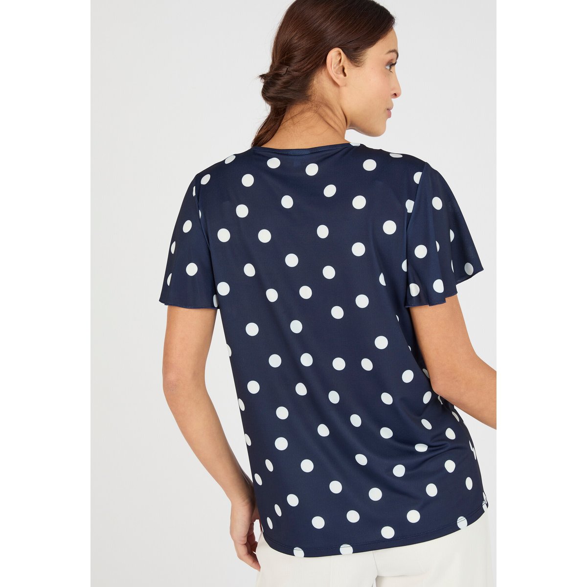 T-shirt manches courtes papillon bleu marine pois, DAMART