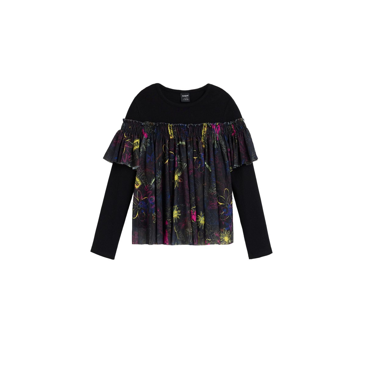 T-SHIRT À IMPRIMÉ FLORAL noir, DESIGUAL
