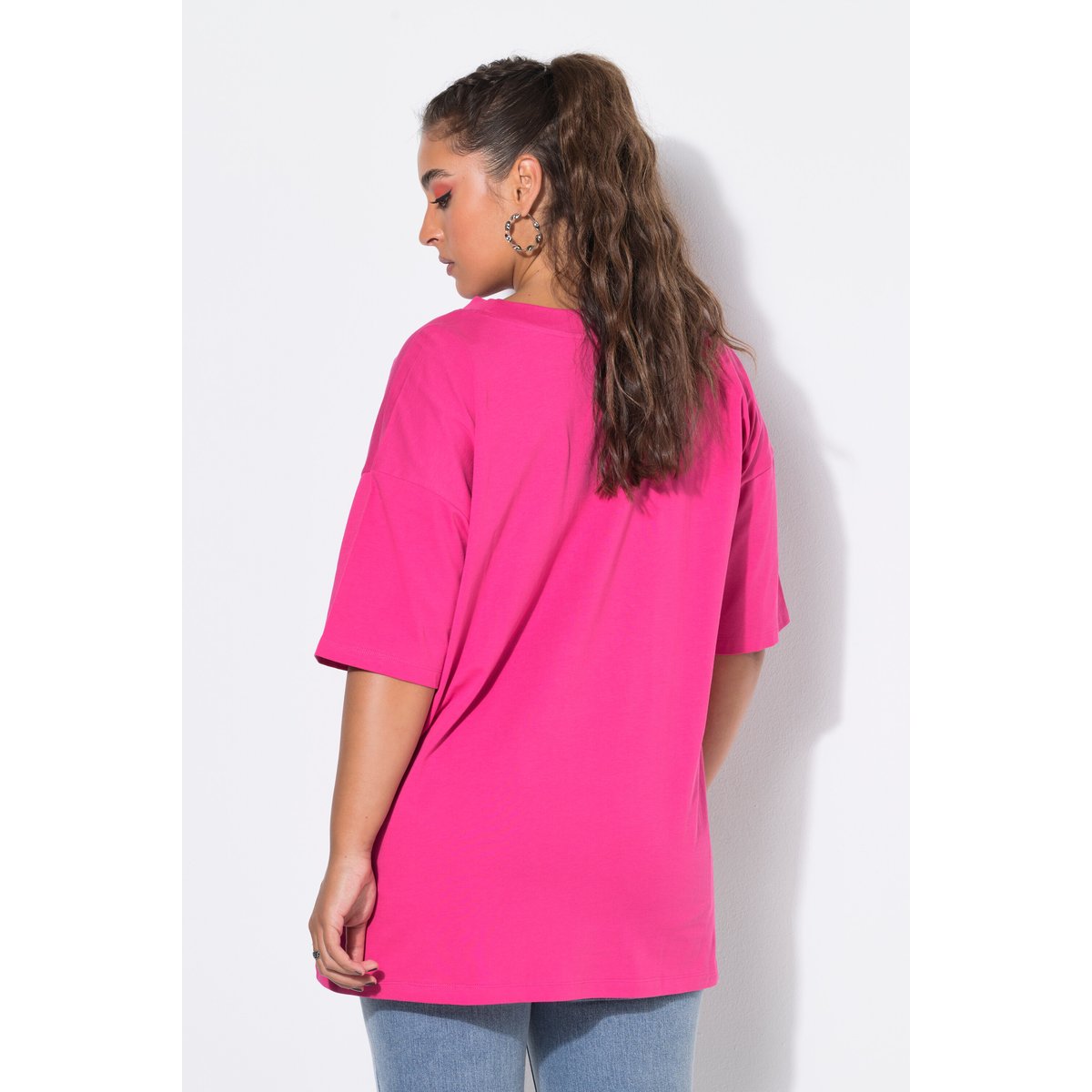 T-shirt oversize, imprimé sur le devant rose vif fuchsia, STUDIO UNTOLD