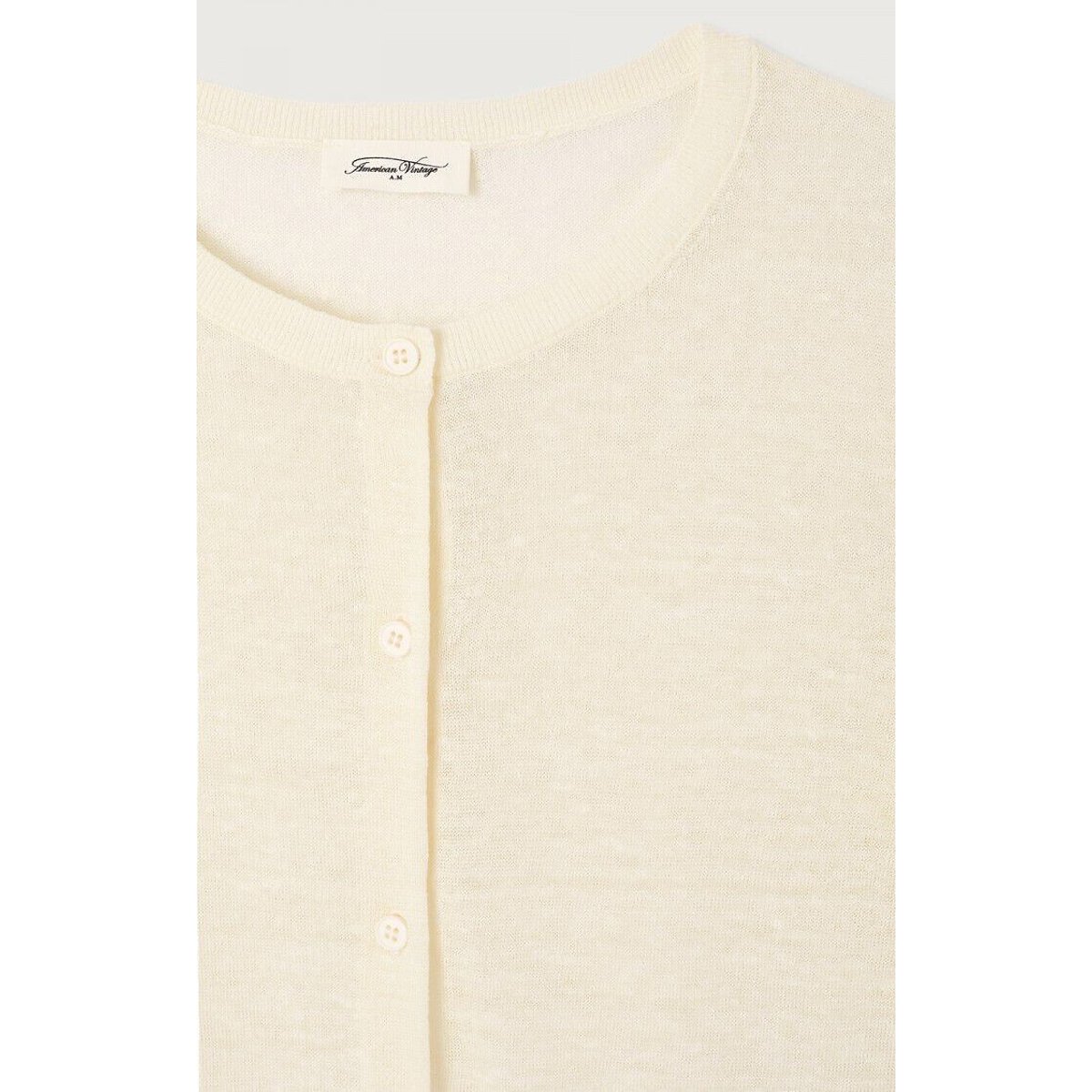 Cardigan col rond manches longues, EPAKY ecru, AMERICAN VINTAGE