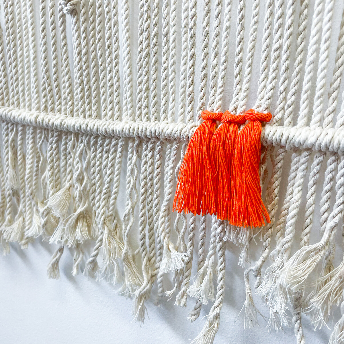 Decoração de parede em macramé SUNSET, Macramar natural/laranja, MACRAMAR