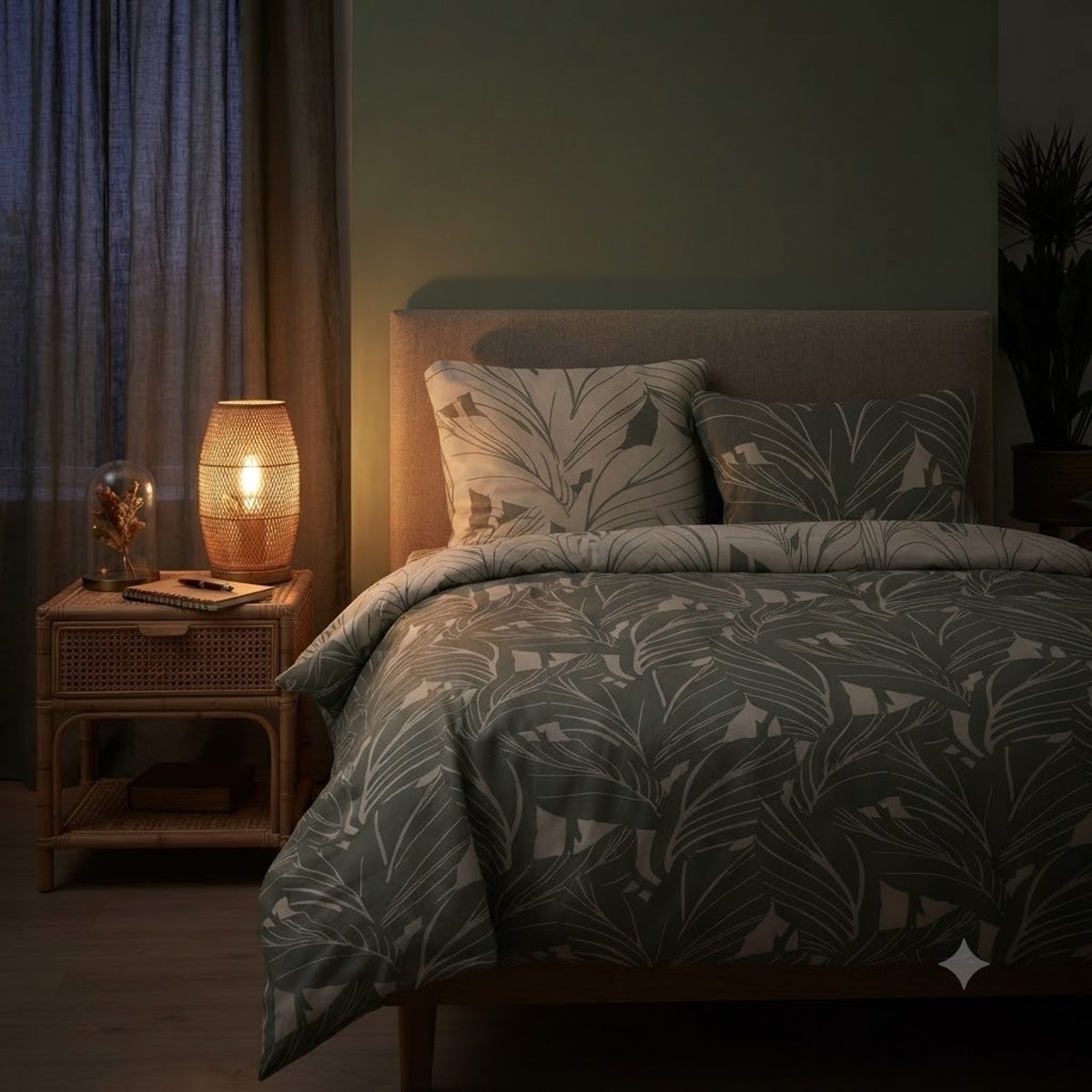 Parure de lit motif Tropical vert, EDEN