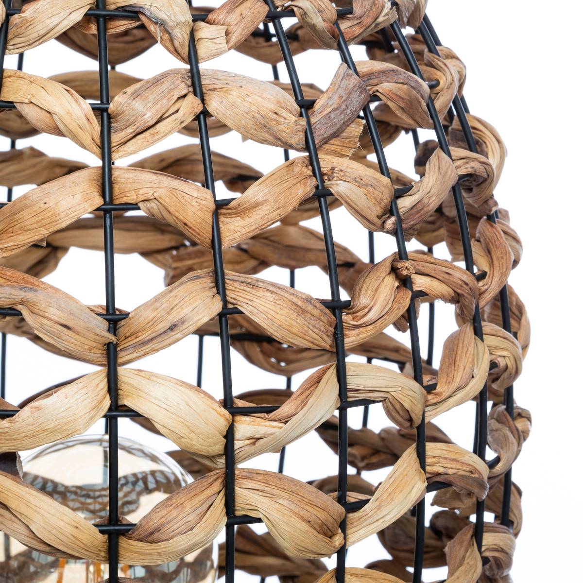 Lampe à poser en jacinthe d'eau tressée SAND beige, ATMOSPHERA